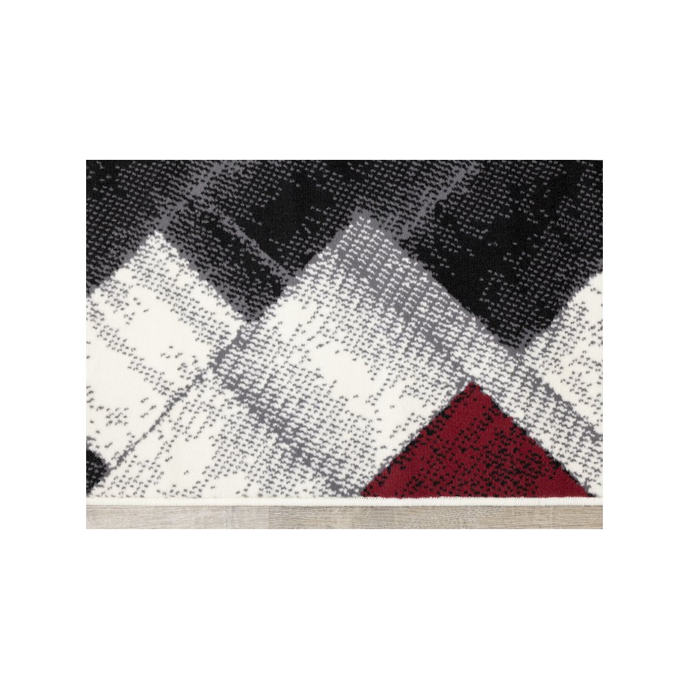 Functional Style Grey Red Block Pattern Rug, 4'7" x 6'7", 4'7" x 6'7". Picture 9