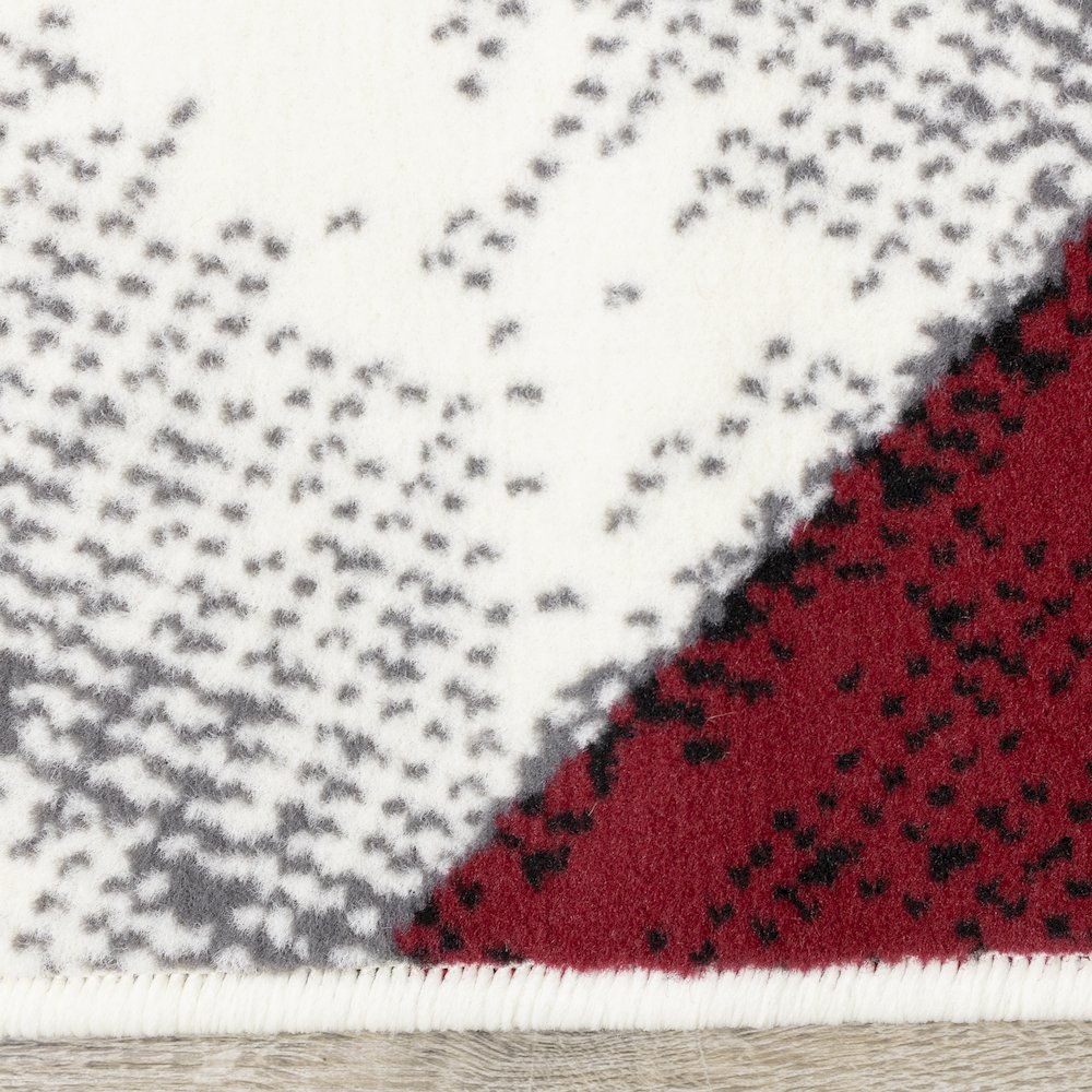 Functional Style Grey Red Block Pattern Rug, 4'7" x 6'7", 4'7" x 6'7". Picture 10