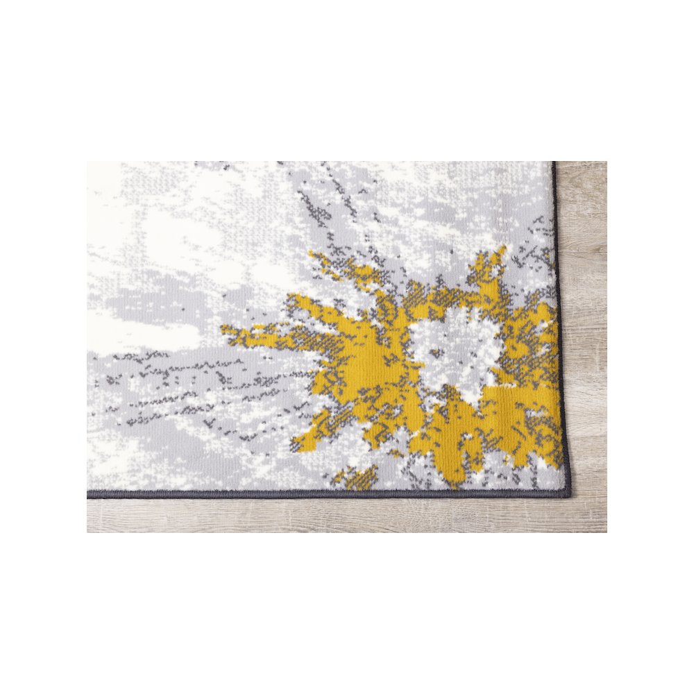 Functional Style Grey White Yellow Flower Area Rug, 4'7" x 6'7", 4'7" x 6'7". Picture 6