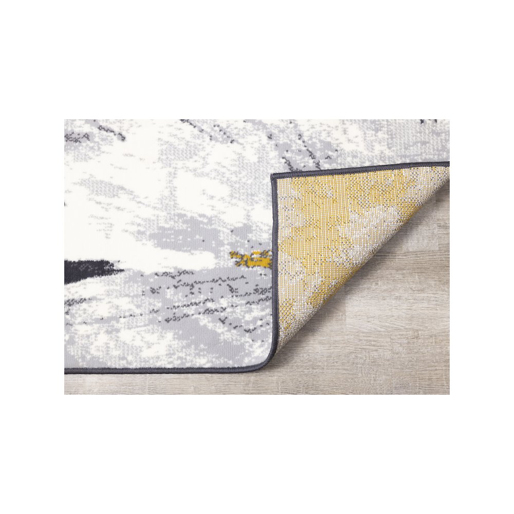 Functional Style Grey White Yellow Flower Area Rug, 4'7" x 6'7", 4'7" x 6'7". Picture 7