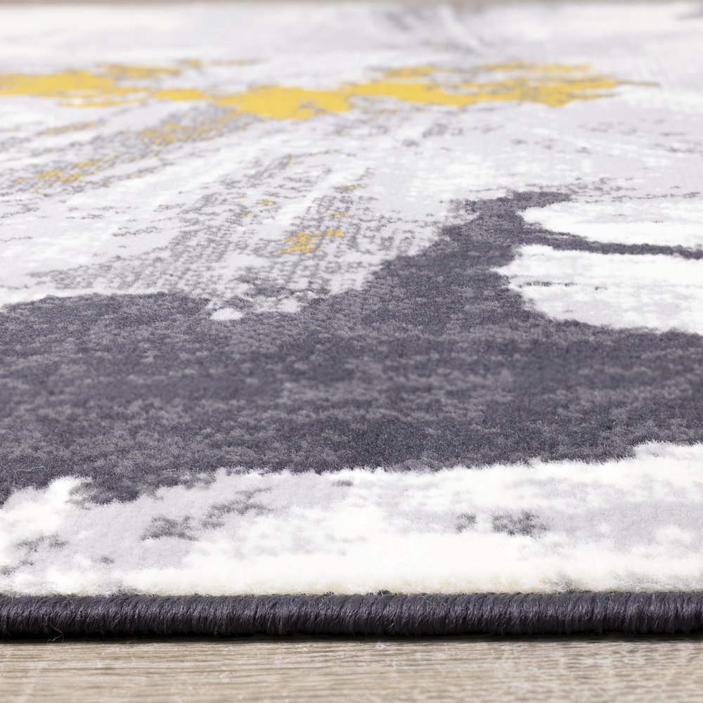 Functional Style Grey White Yellow Flower Area Rug, 4'7" x 6'7", 4'7" x 6'7". Picture 5