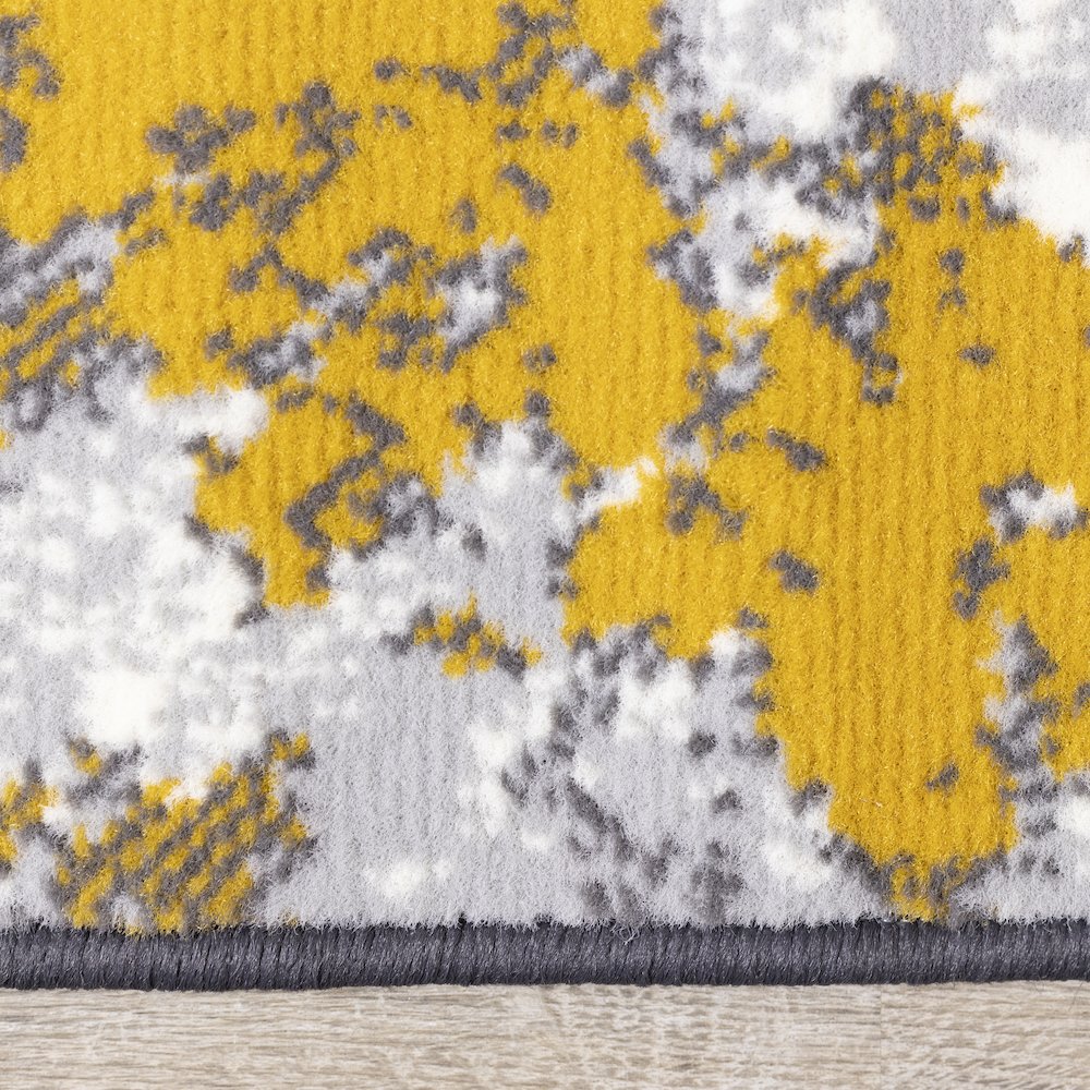 Functional Style Grey White Yellow Flower Area Rug, 4'7" x 6'7", 4'7" x 6'7". Picture 10