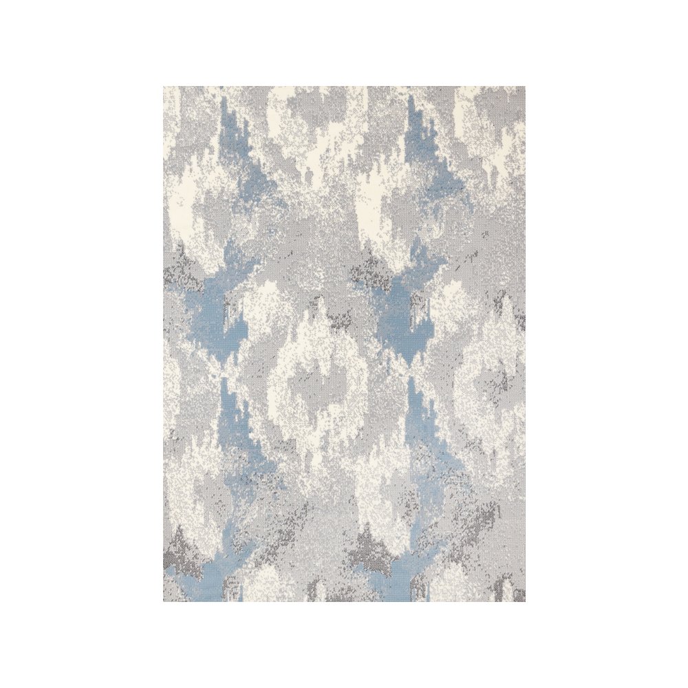 Functional Style Blue White Grey Abstract Rug, 4'7" x 6'7", 4'7" x 6'7". Picture 1
