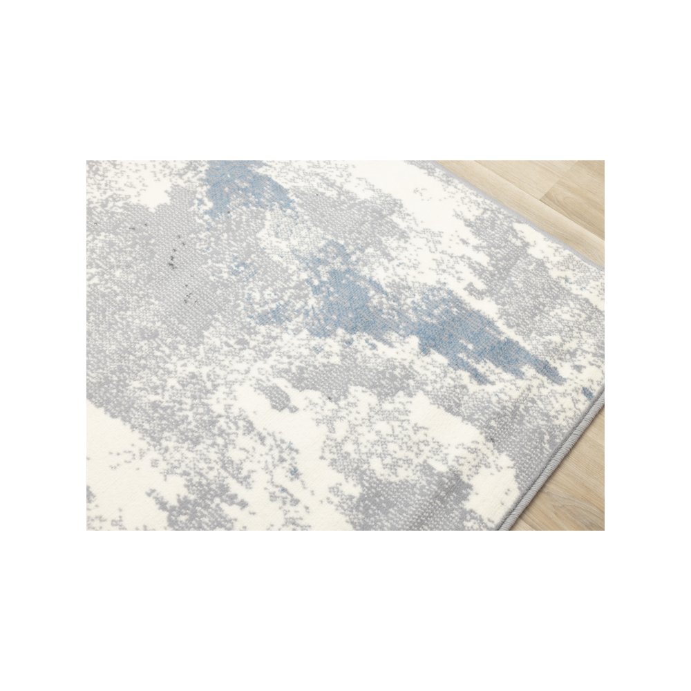 Functional Style Blue White Grey Abstract Rug, 4'7" x 6'7", 4'7" x 6'7". Picture 4