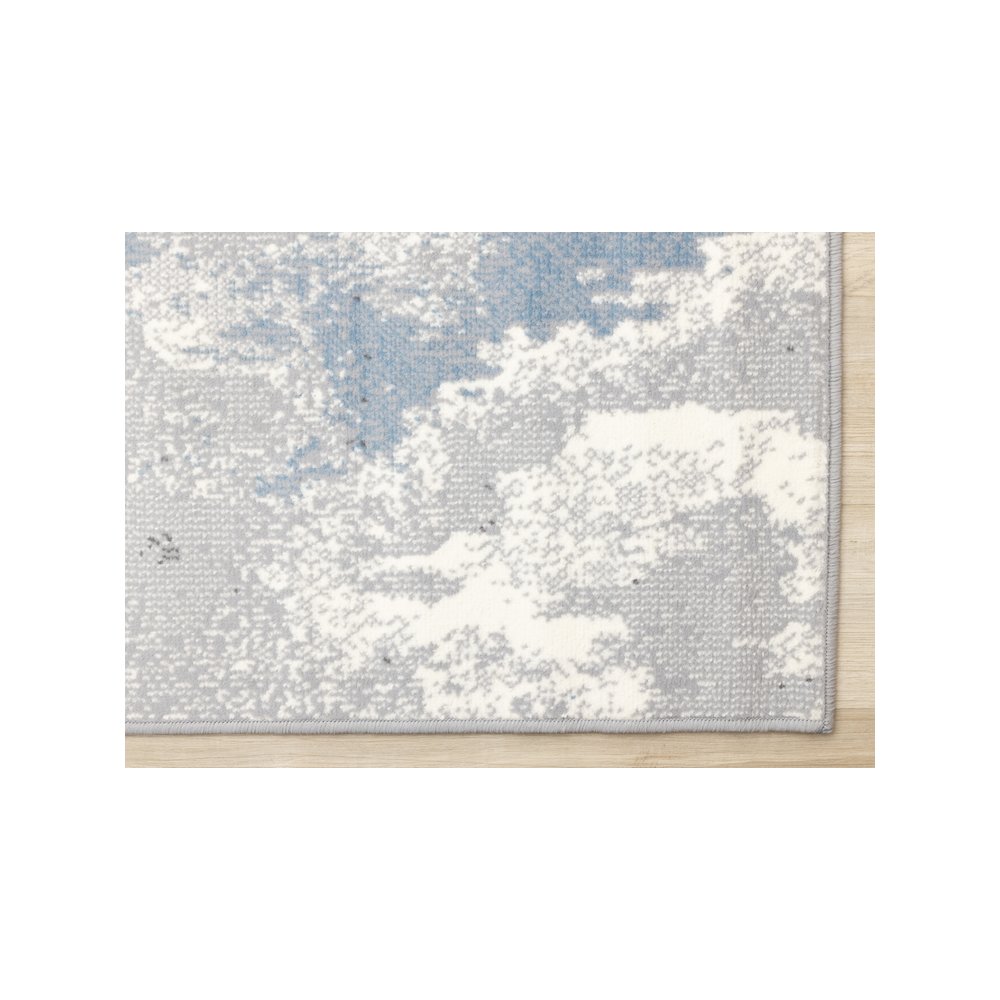 Functional Style Blue White Grey Abstract Rug, 4'7" x 6'7", 4'7" x 6'7". Picture 6