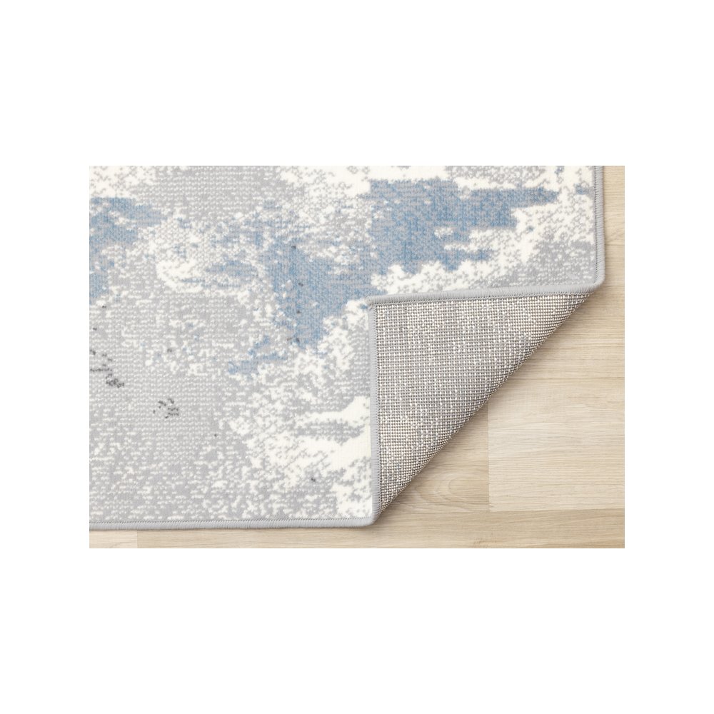 Functional Style Blue White Grey Abstract Rug, 4'7" x 6'7", 4'7" x 6'7". Picture 7