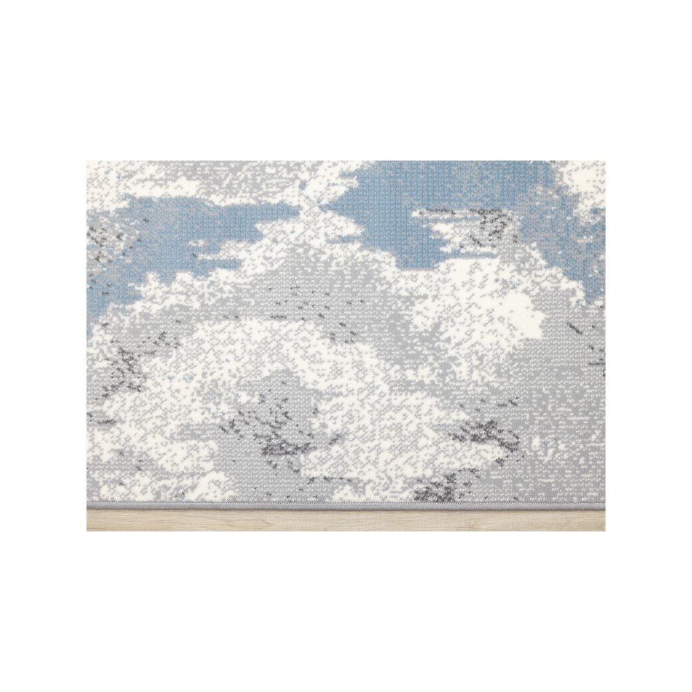 Functional Style Blue White Grey Abstract Rug, 4'7" x 6'7", 4'7" x 6'7". Picture 9