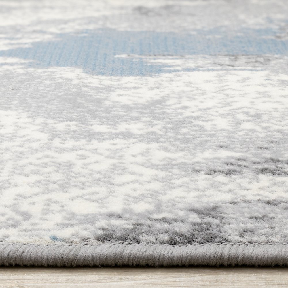 Functional Style Blue White Grey Abstract Rug, 4'7" x 6'7", 4'7" x 6'7". Picture 5