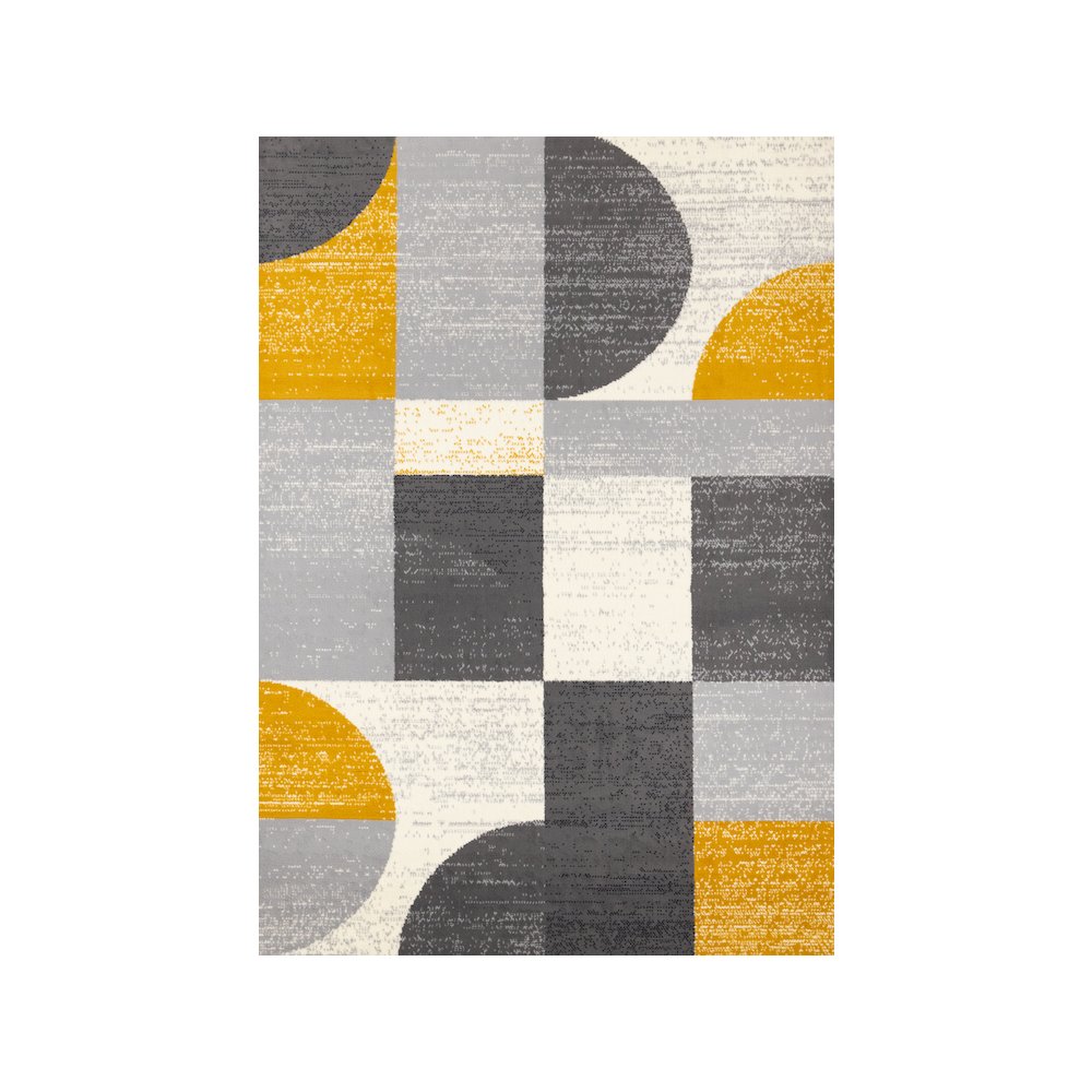 Functional Style Yellow Grey Geometric Blocks Rug, 4'7" x 6'7", 4'7" x 6'7". Picture 1
