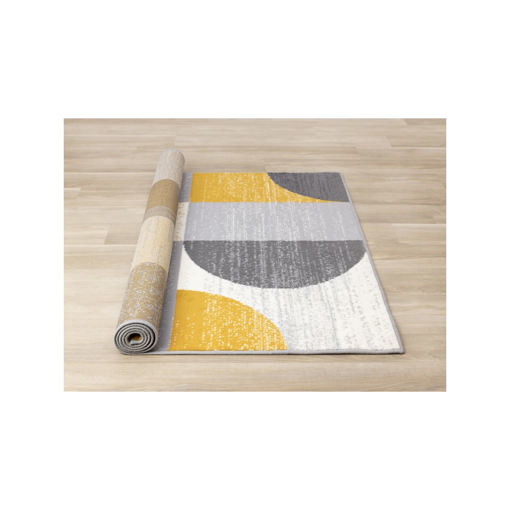 Functional Style Yellow Grey Geometric Blocks Rug, 4'7" x 6'7", 4'7" x 6'7". Picture 8