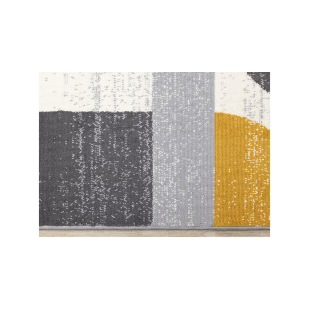 Functional Style Yellow Grey Geometric Blocks Rug, 4'7" x 6'7", 4'7" x 6'7". Picture 9