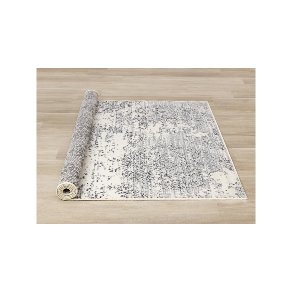 Functional Style Grey White Elegant Shapes Rug, 4'7" x 6'7", 4'7" x 6'7". Picture 8