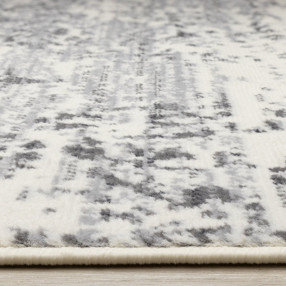 Functional Style Grey White Elegant Shapes Rug, 4'7" x 6'7", 4'7" x 6'7". Picture 5