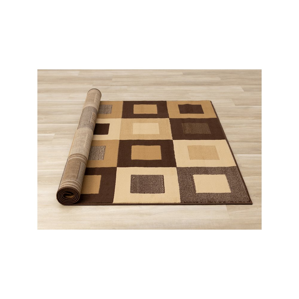 Functional Style Brown Beige Geometric Rug, 5'3" x 7'5". Picture 8