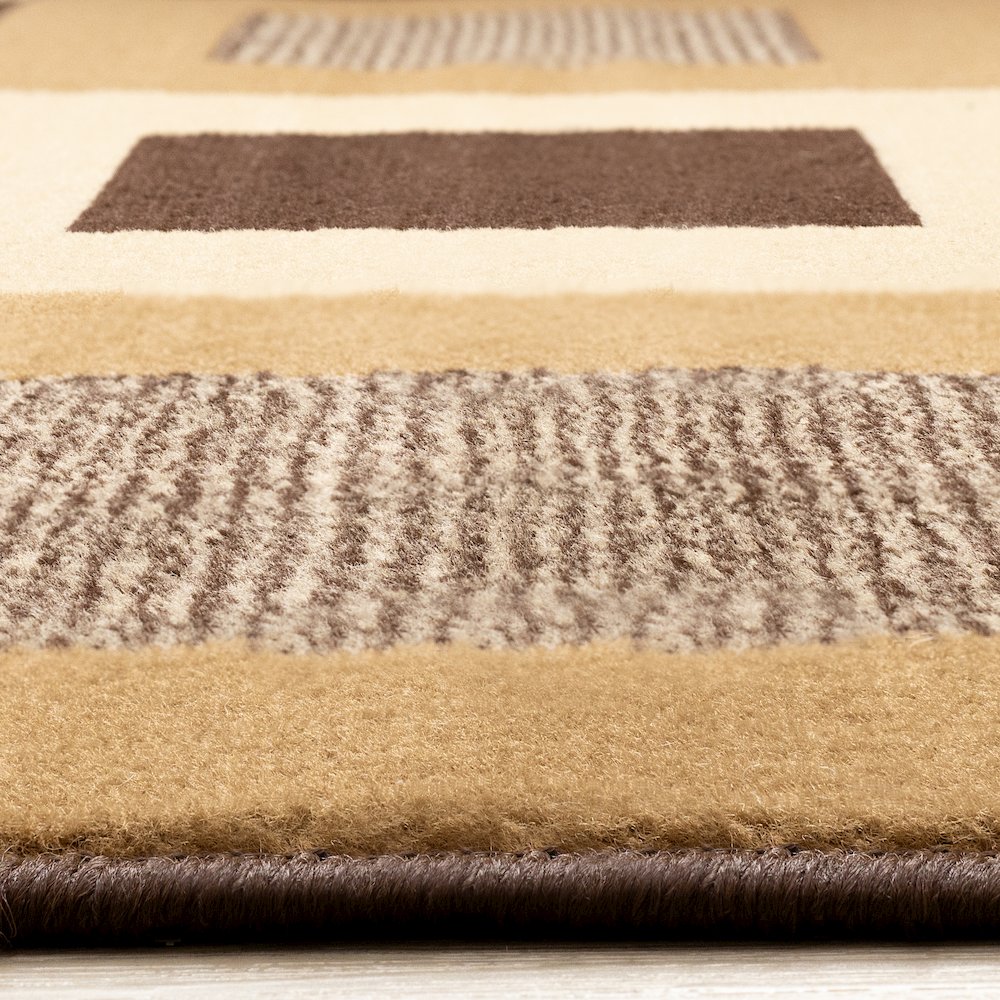 Functional Style Brown Beige Geometric Rug, 5'3" x 7'5". Picture 5