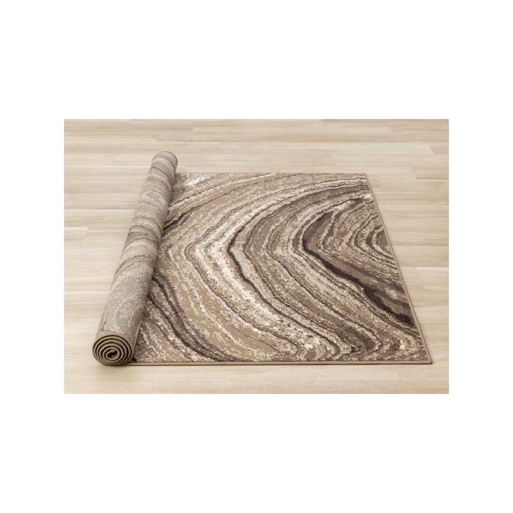 Brown Cream 5x7 Area Rug, Neutral Abstract Carpet for Living Room Comfort. Picture 8
