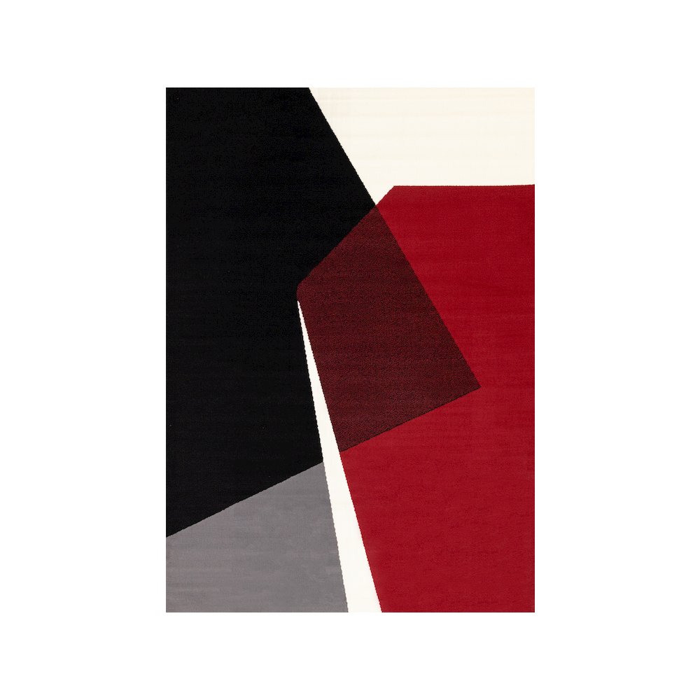 Modern 5x7 Rug, Geometric Rug for Living Room in Red Black White. Picture 1