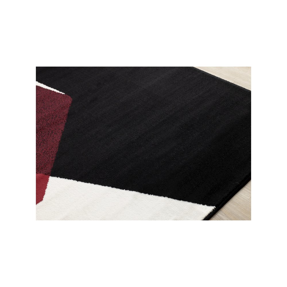 Modern 5x7 Rug, Geometric Rug for Living Room in Red Black White. Picture 4