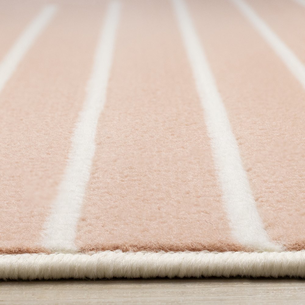 Functional Style Pink Grey White Modern Lines Rug, 5'3" x 7'5". Picture 5