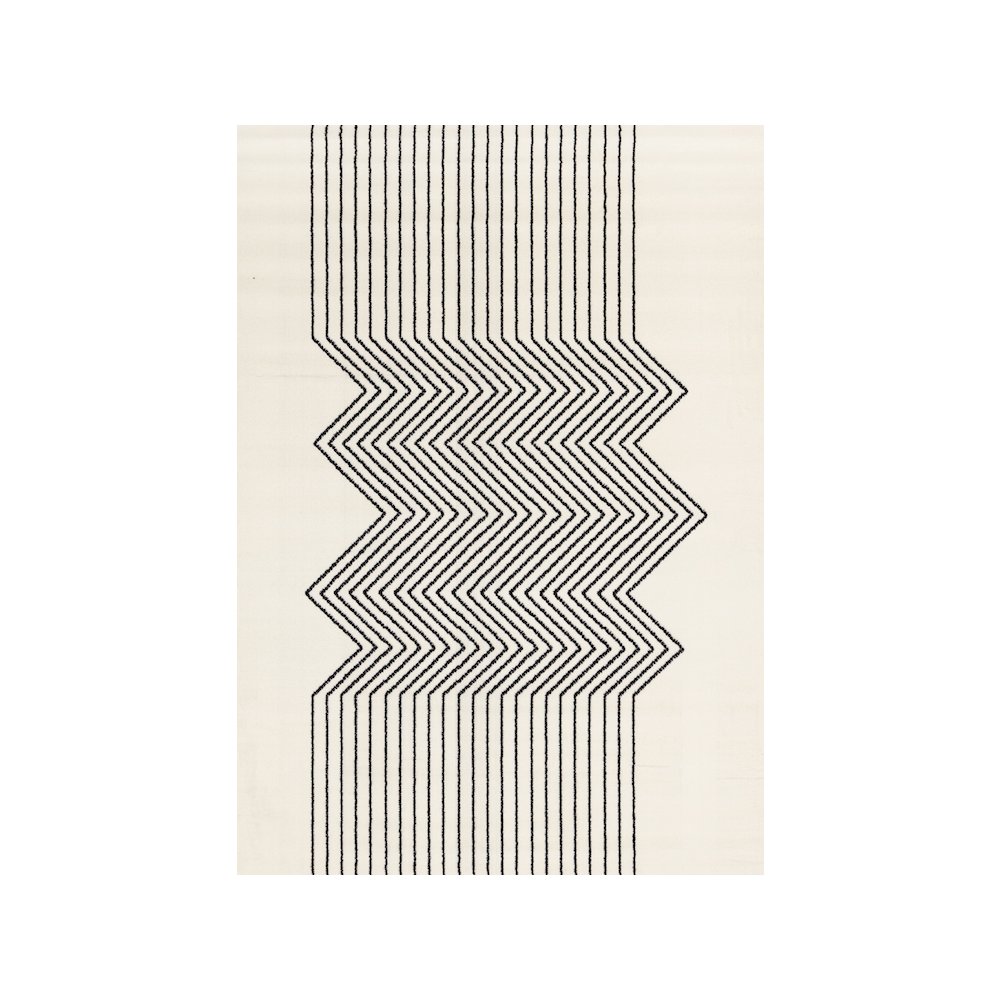 Modern Geometric 5x7 Rug Black and White Area Rug for Contemporary Décor. Picture 1