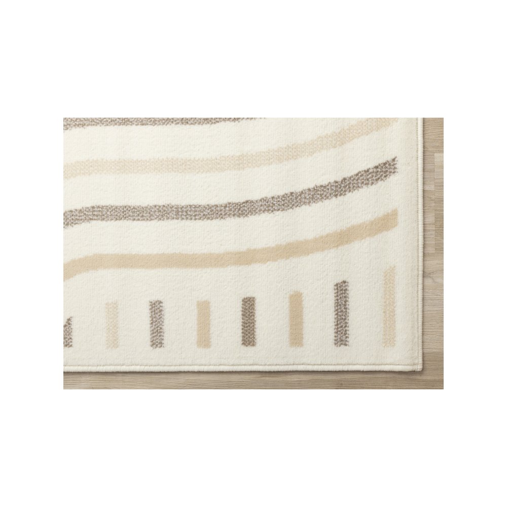 Functional Style Cream Beige Curves Rug, 5'3" x 7'5". Picture 6