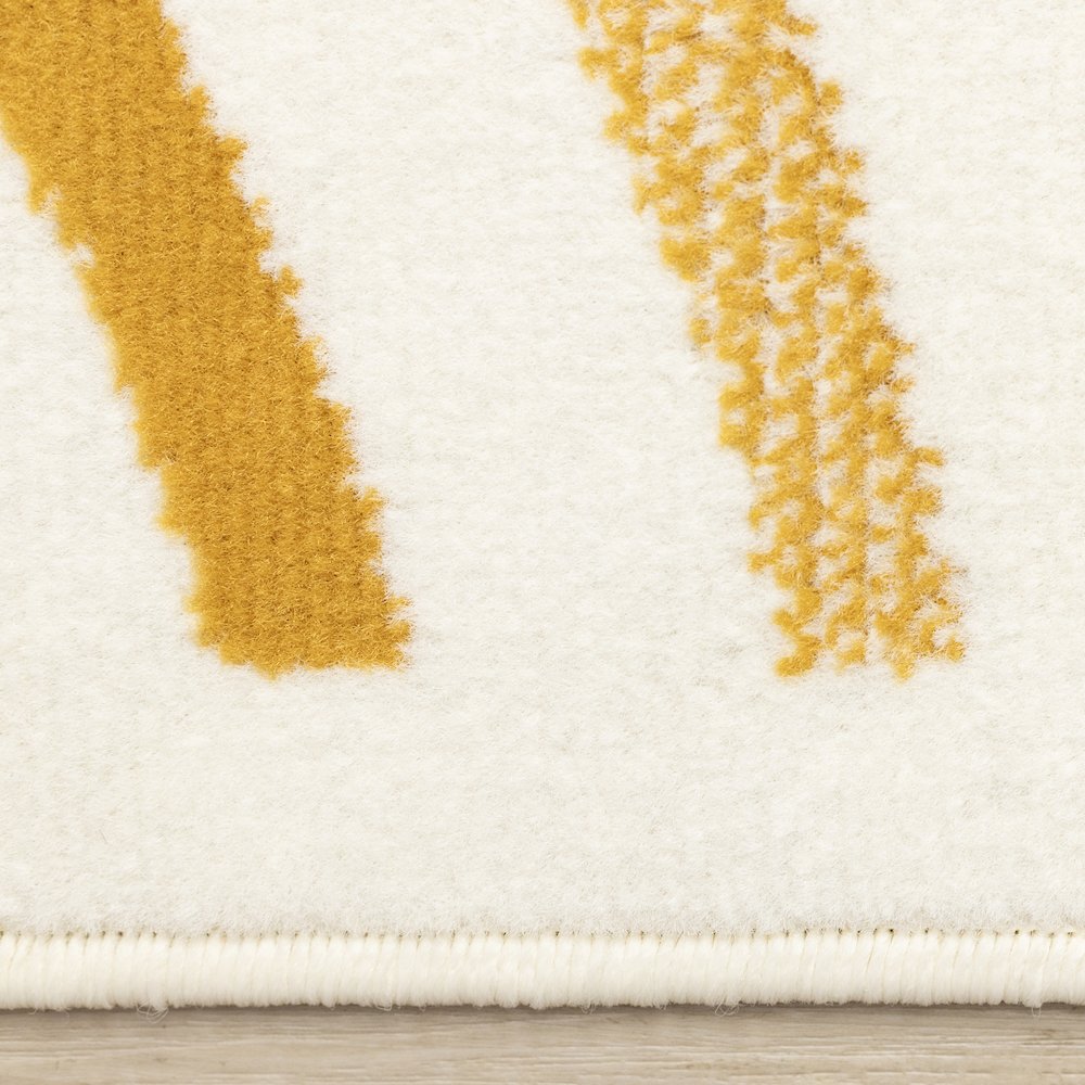 Functional Style Yellow Grey White Curves Rug, 4'7" x 6'7". Picture 10