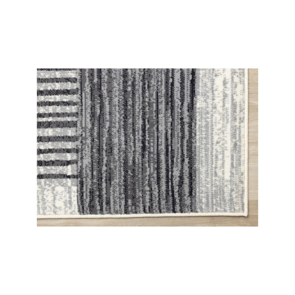 Modern Abstract Striped Rug in White Grey Black Design, 5x7 Area Rug for Home. Picture 6