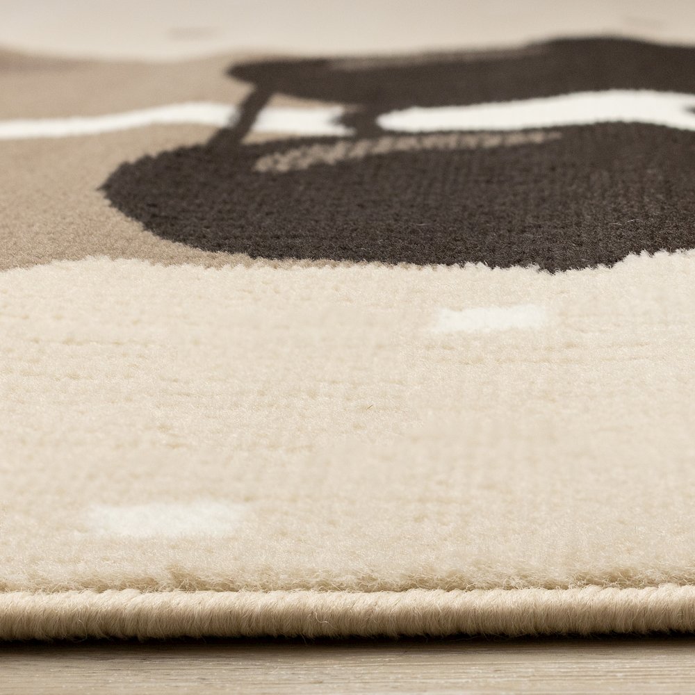 Functional Kids Beige Brown Swaggy Dog Area Rug, 3'11" x 5'7". Picture 5