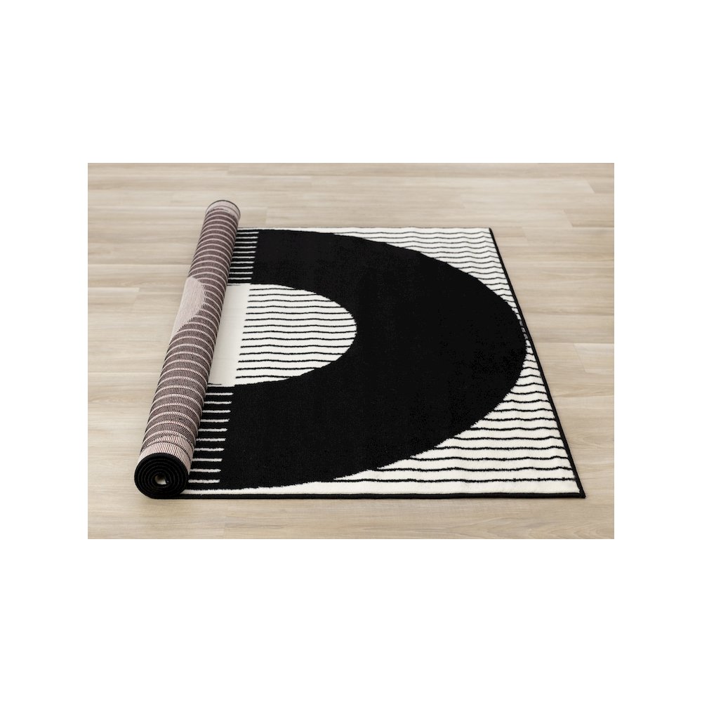 Functional Style Black White Modern Rug, 5'3" x 7'5". Picture 8