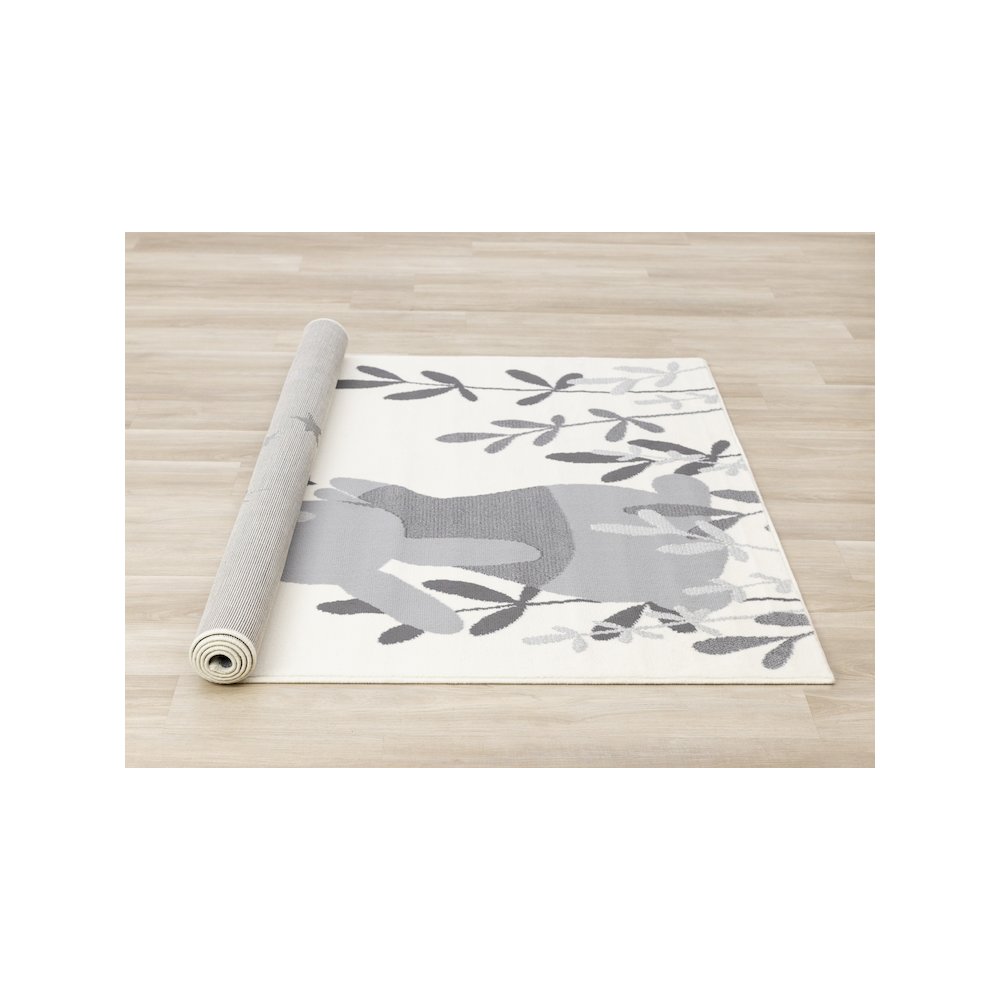 Functional Kids Grey White Bunny Rug, 3'11" x 5'7". Picture 8