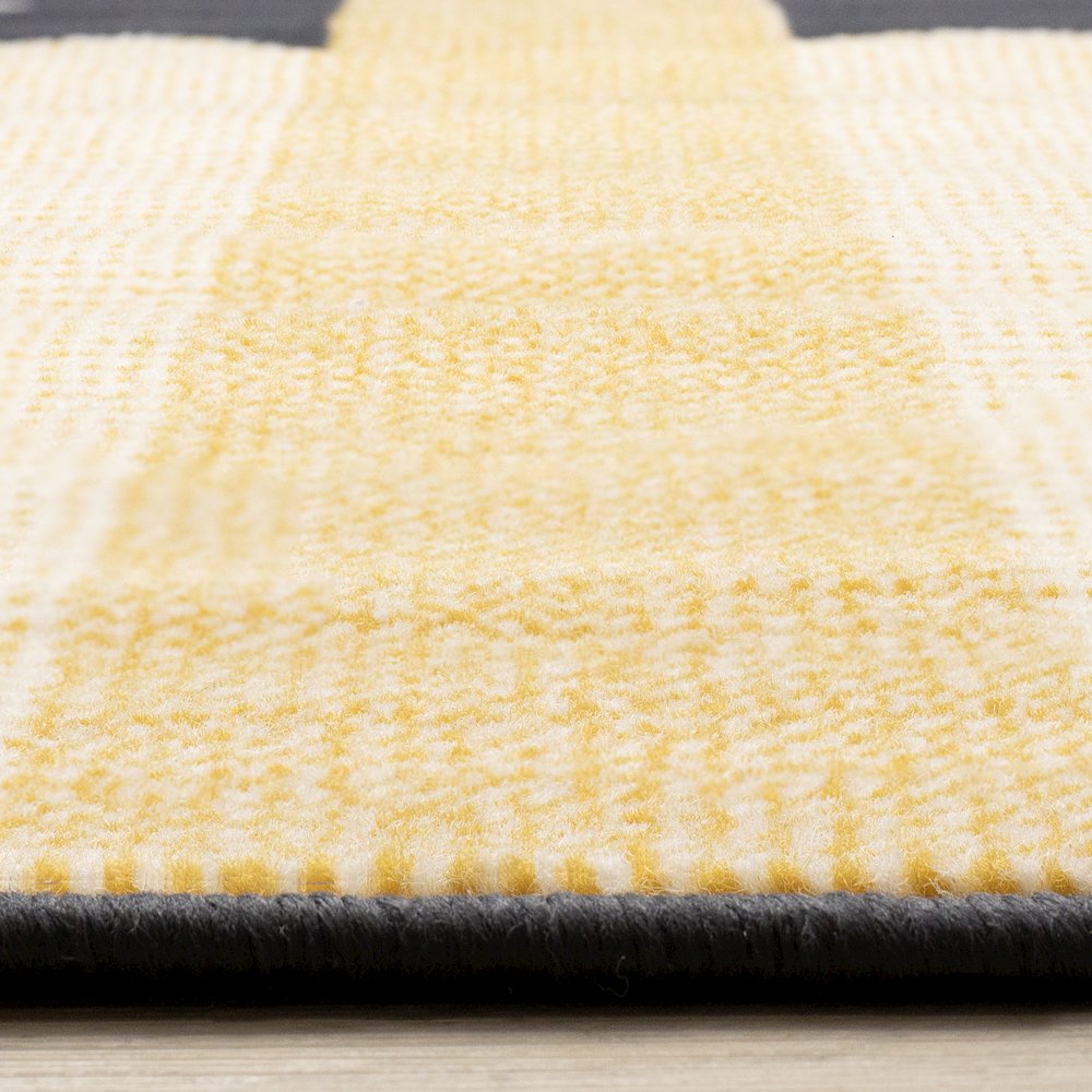 Kids Black White Yellow Rocketship Rug, 5'3" x 5'3" Round, 5'3" x 5'3". Picture 5