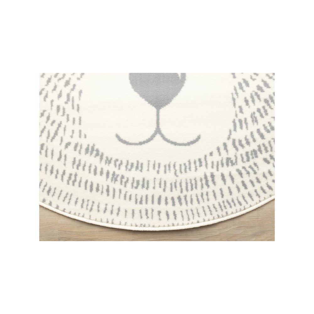 Functional Kids Grey White Teddy Bear Rug, 5'3" x 5'3" Round, 5'3" x 5'3". Picture 9
