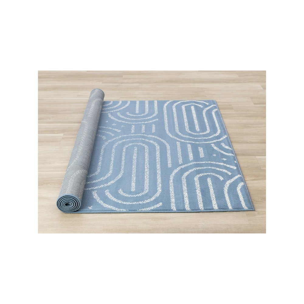 Functional Style Blue White Links Area Rug, 5'3" x 7'5". Picture 8