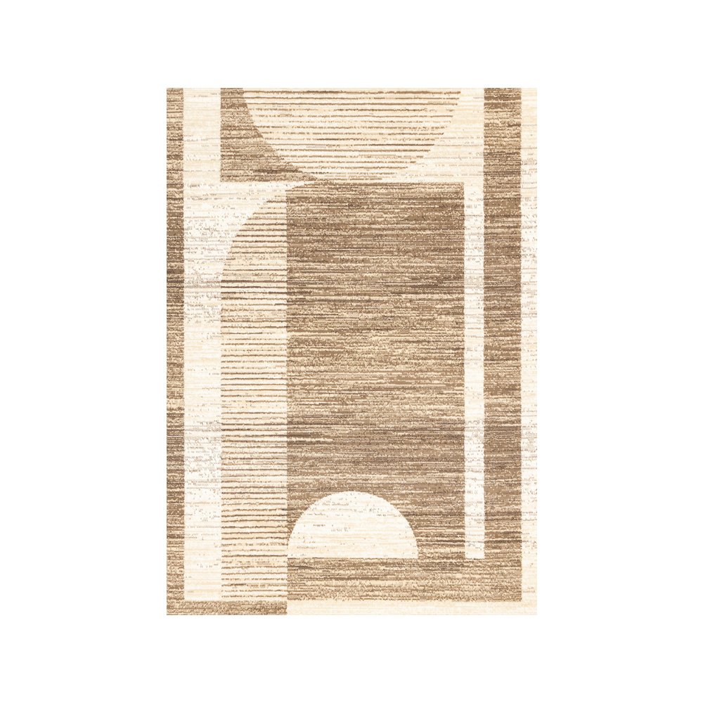 Brown Beige 5x7 Area Rug, Abstract Geometric Carpet for Living Room. Picture 1