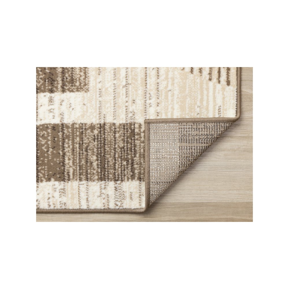 Brown Beige 5x7 Area Rug, Abstract Geometric Carpet for Living Room. Picture 7