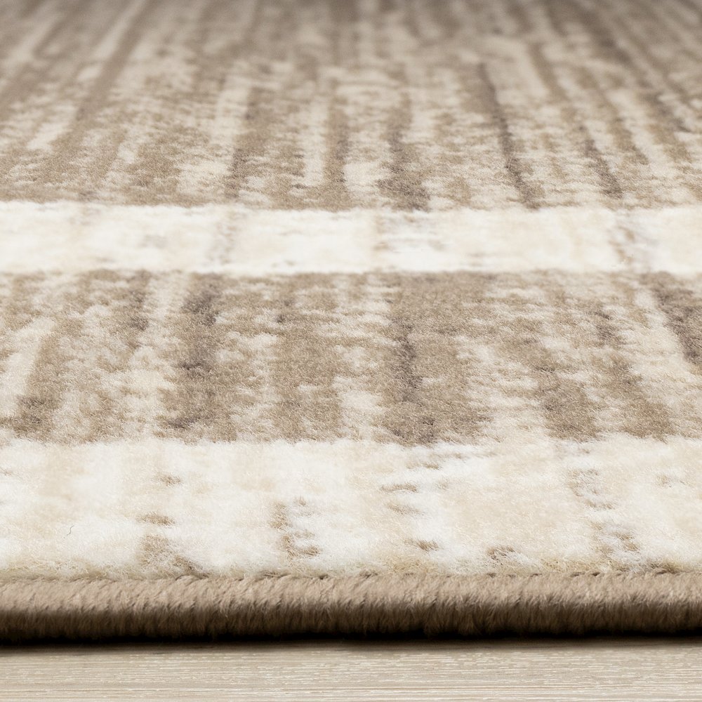 Brown Beige 5x7 Area Rug, Abstract Geometric Carpet for Living Room. Picture 5