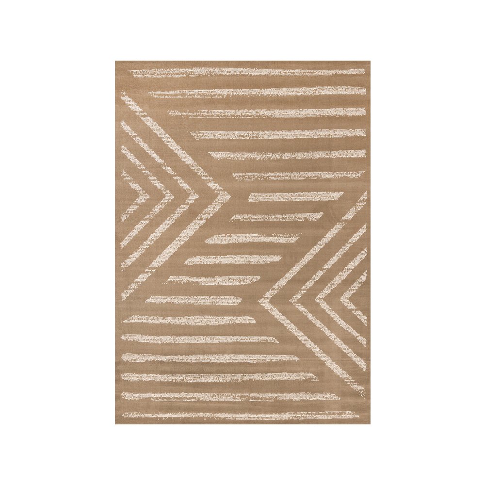 Functional Style Brown Cream Modern Area Rug, 4'7" x 6'7". Picture 1
