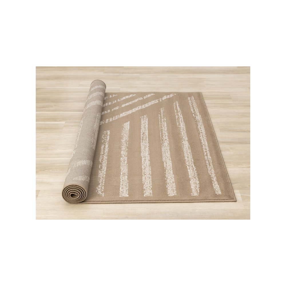 Functional Style Brown Cream Modern Area Rug, 4'7" x 6'7". Picture 8