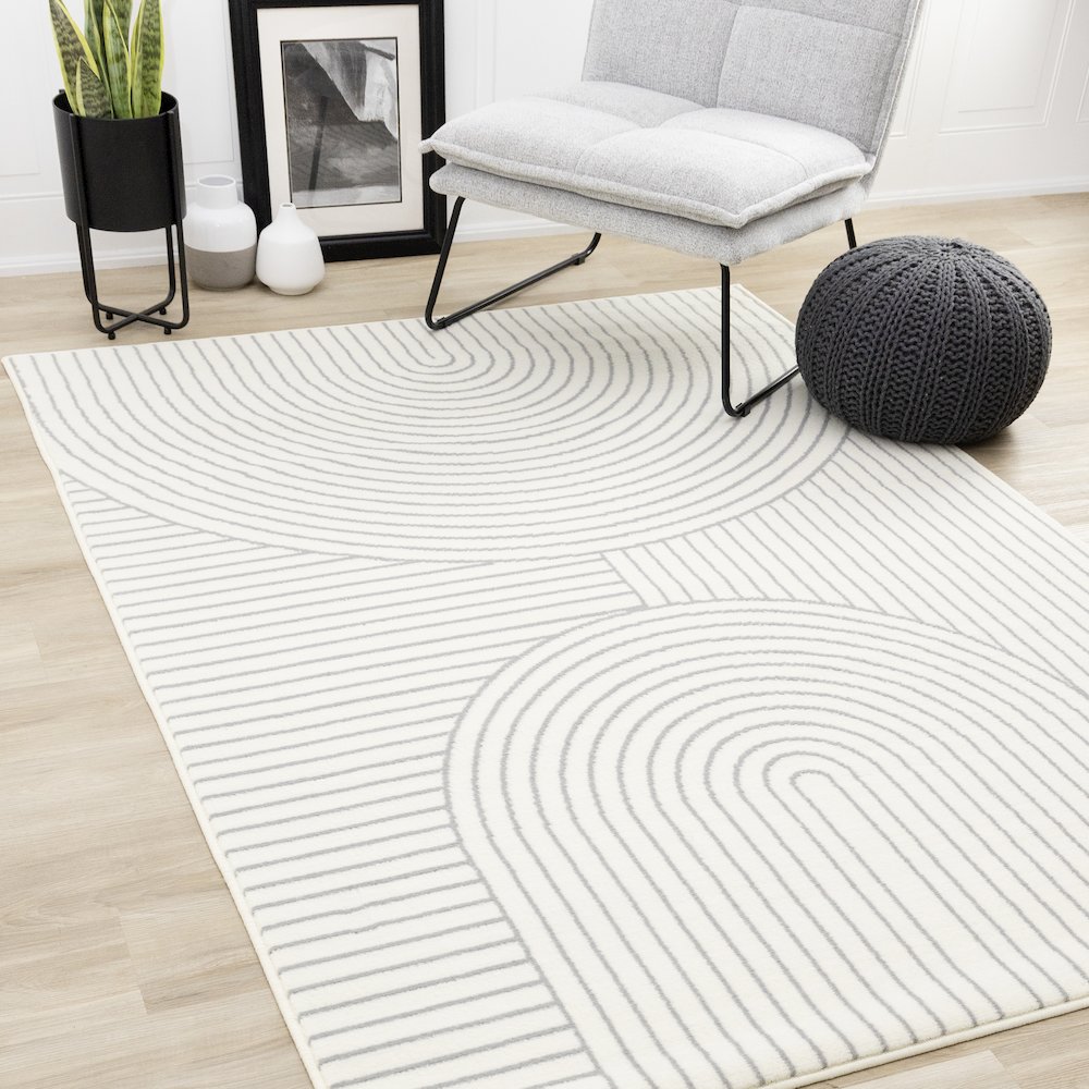 Classic White Gray 4x6 Rectangular Rug, Entryway Rug and Kitchen Runner. Picture 2