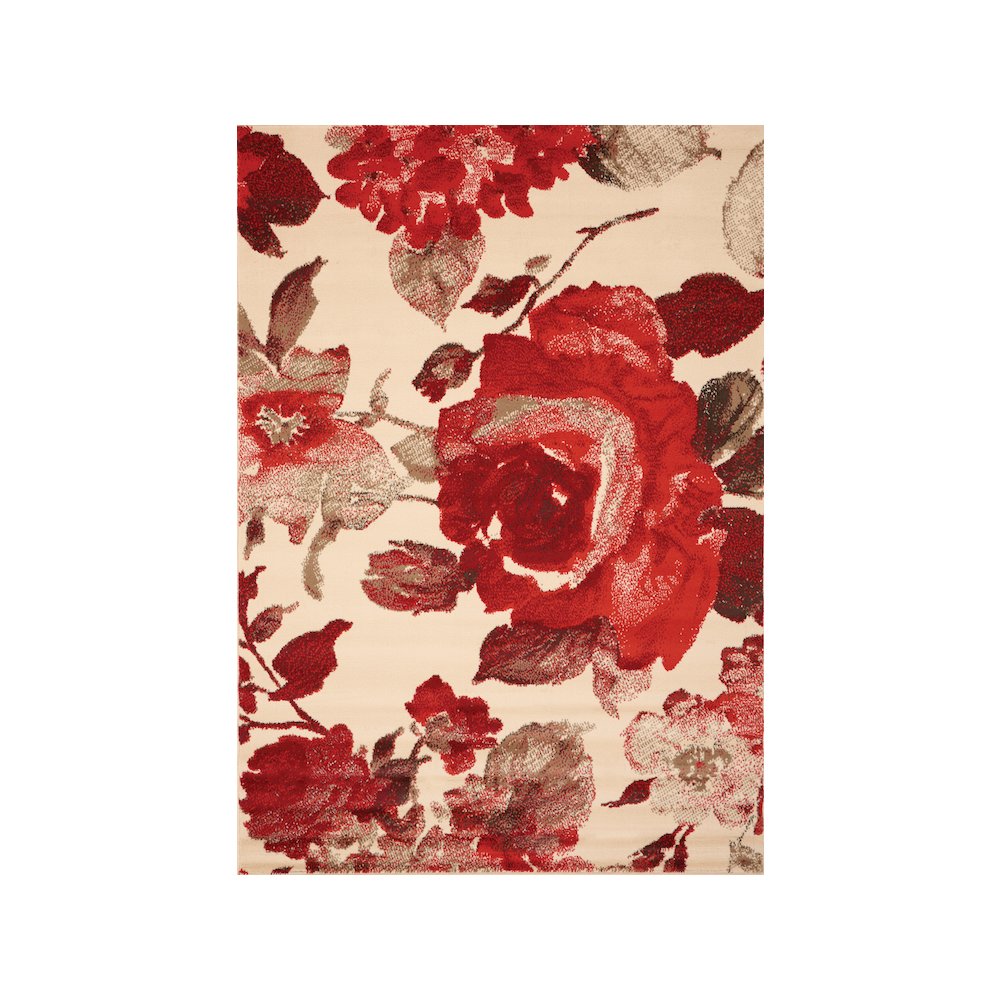 Functional Style Cream Red Vintage Pattern Rug, 5'3" x 7'4", 5'3" x 7'4". Picture 1