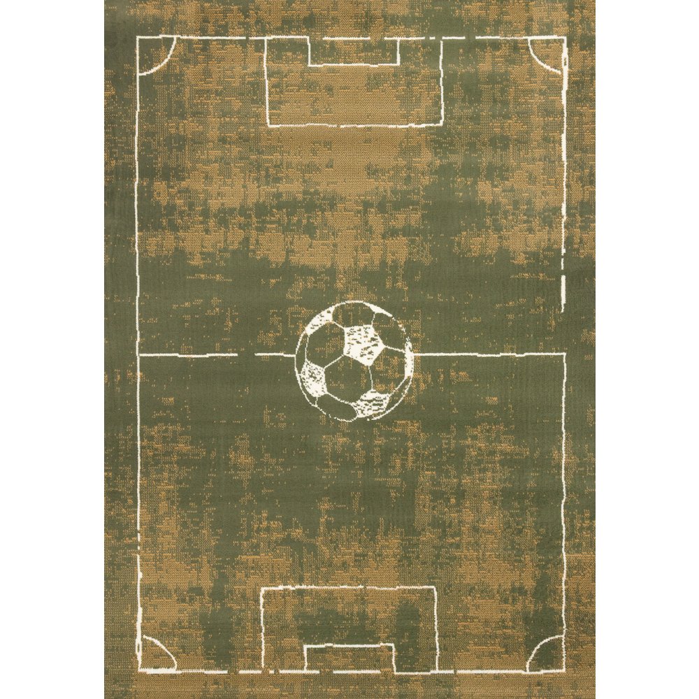 Green Soccer Field Rug, Fun Sports Carpet Accent for Kids Bedroom or Playroom. Picture 1