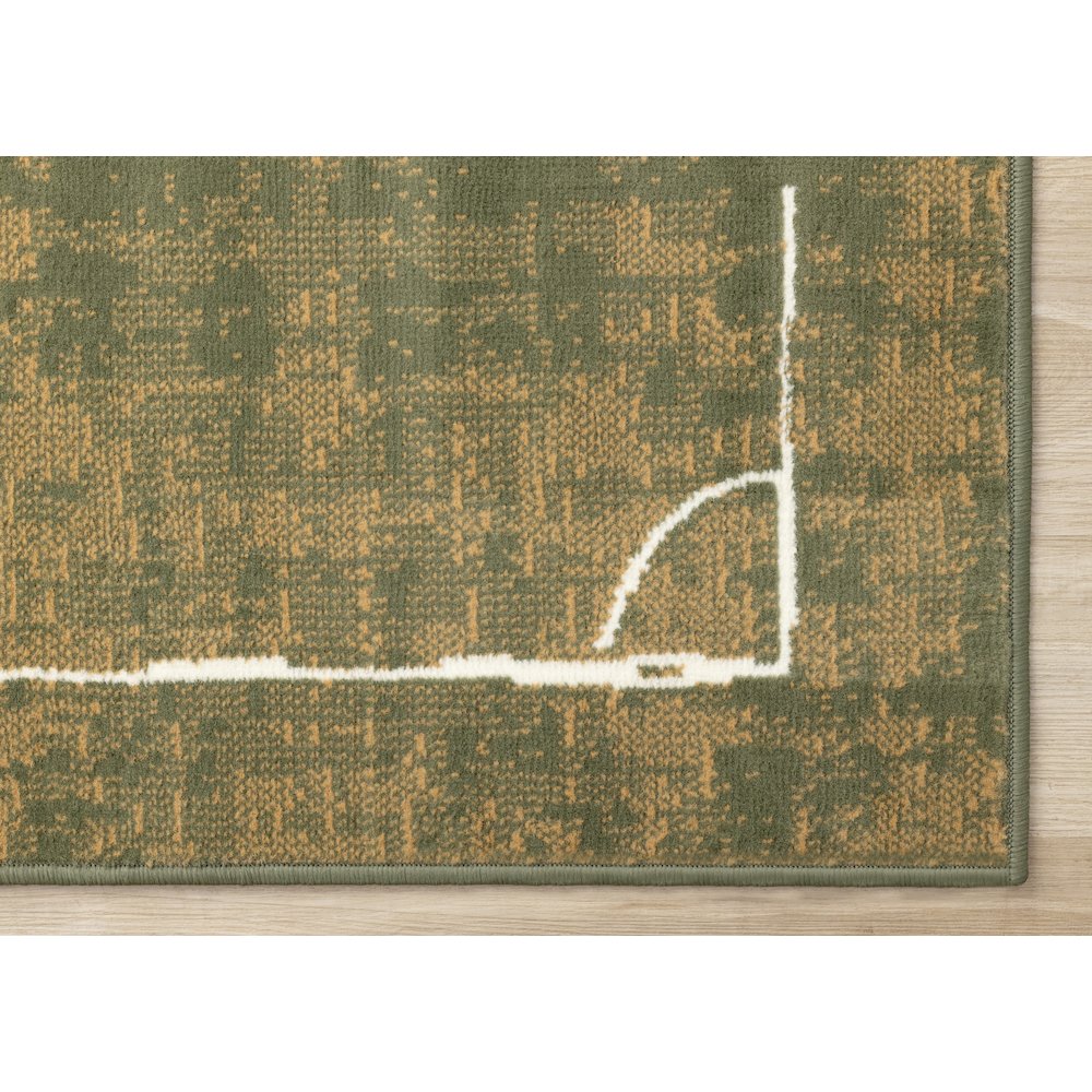 Green Soccer Field Rug, Fun Sports Carpet Accent for Kids Bedroom or Playroom. Picture 5