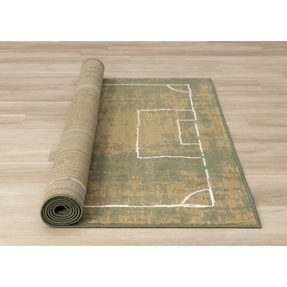 Green Soccer Field Rug, Fun Sports Carpet Accent for Kids Bedroom or Playroom. Picture 7