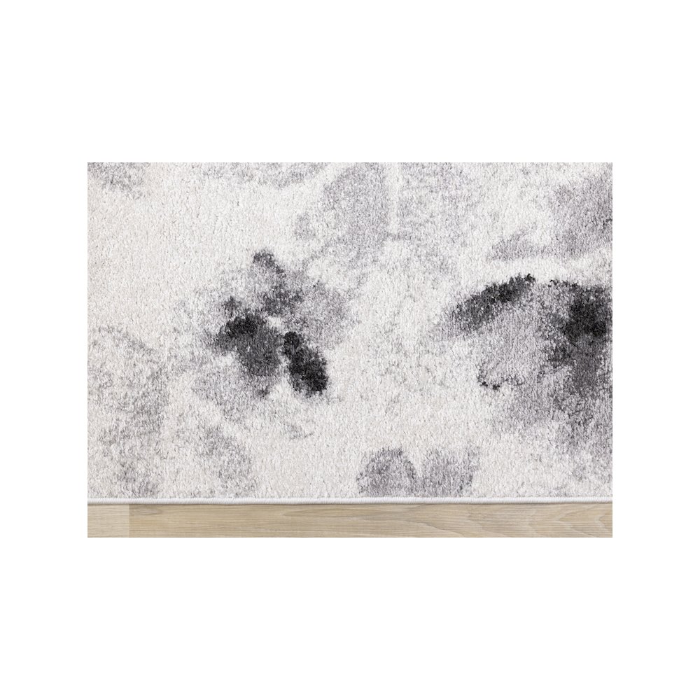 Finley Grey White Floating Flowers Rug, 5'3" x 7'7". Picture 9