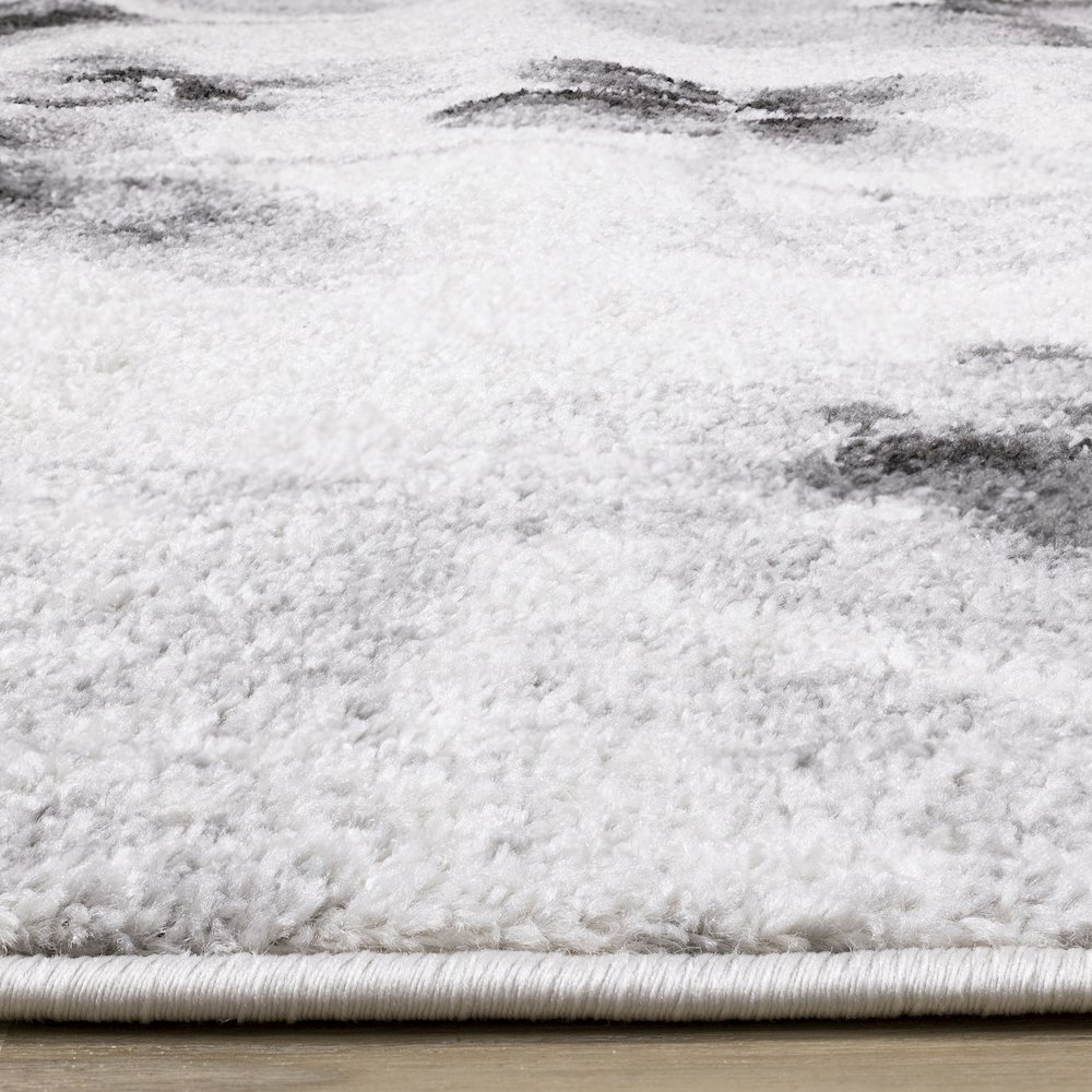 Finley Grey White Floating Flowers Rug, 5'3" x 7'7". Picture 5