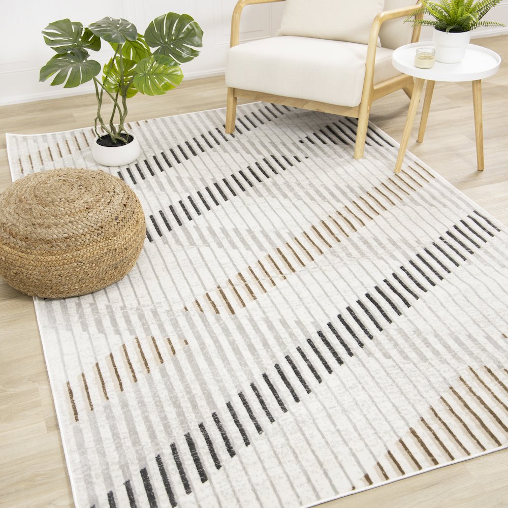 Washable Distressed Brown Cream Indoor Area Rug, 5'3" x 7'7". Picture 2