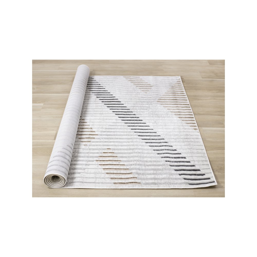 Washable Distressed Brown Cream Indoor Area Rug, 5'3" x 7'7". Picture 8