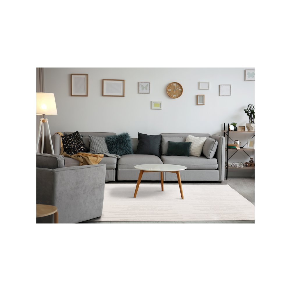 Holly Cream Patterned Lines Soft Indoor Area Rug, 5'3" x 7'7". Picture 3