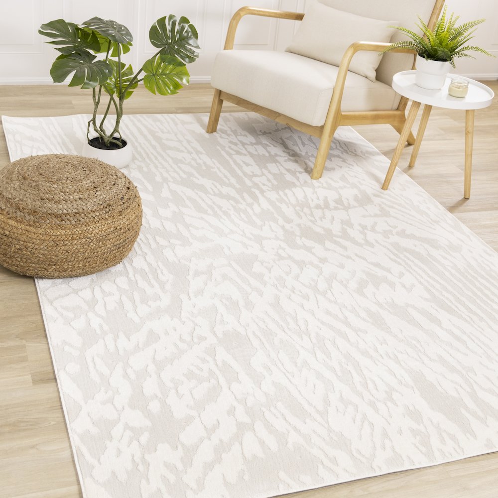 Holly Abstract Cream Soft Indoor Area Rug, 5'3" x 7'7". Picture 2