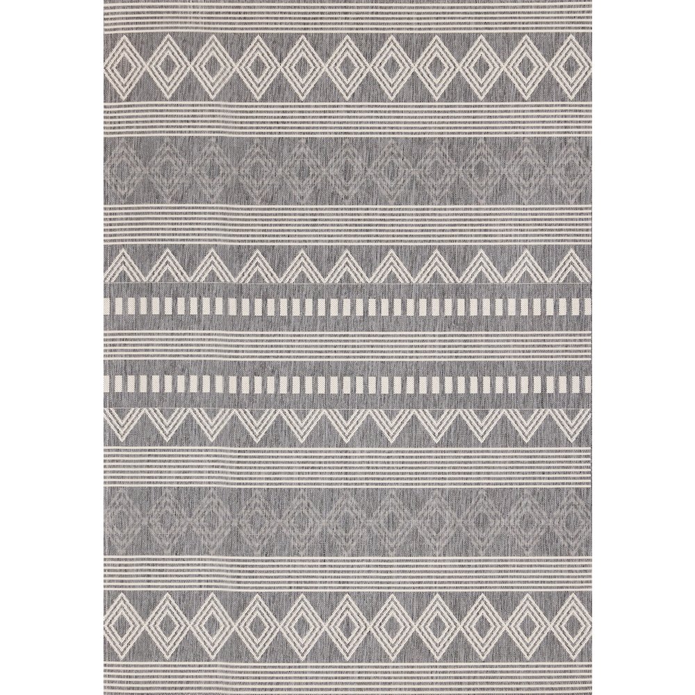 Jewel Grey White Southwest Indoor/Outdoor Area Rug, 5'3" x 7'7". Picture 1